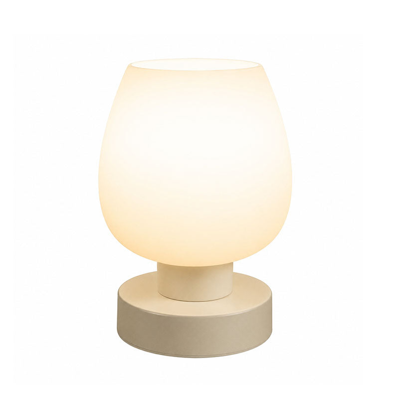 Lámpara de noche pequeña IWASHI, lámpara de mesa táctil regulable de 3 niveles con pantalla de cristal opalino