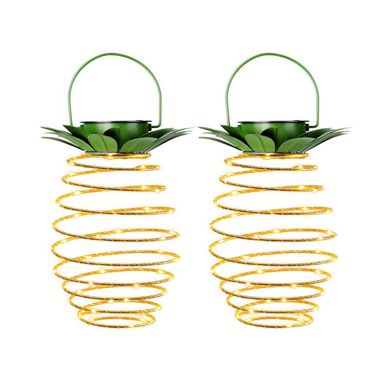 IWASHI 2 Pack Solar Hanging Lanterns, 60 LED Pineapple Lights for Outdoor Garden & Patio Lighting
