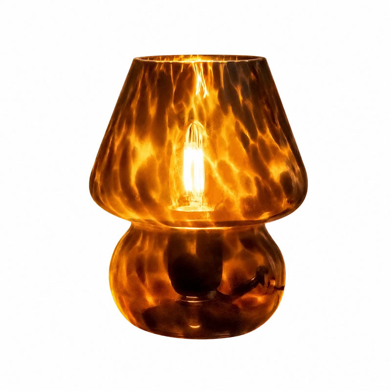 IWASHI Murano Style Mushroom Table Lamp, Dimmable Glass Bedside Lighting for Bedroom & Living Room