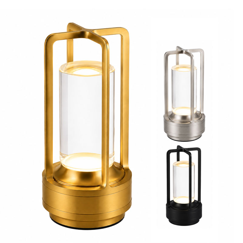 IWASHI Cordless Table Lamps Rechargeable LED Desk Lamps Gold Battery Operated Table Light with 3 Color Stepless Dimmable, Portable for Outdoor Patio Bar Restaurants Bedroom Bedside