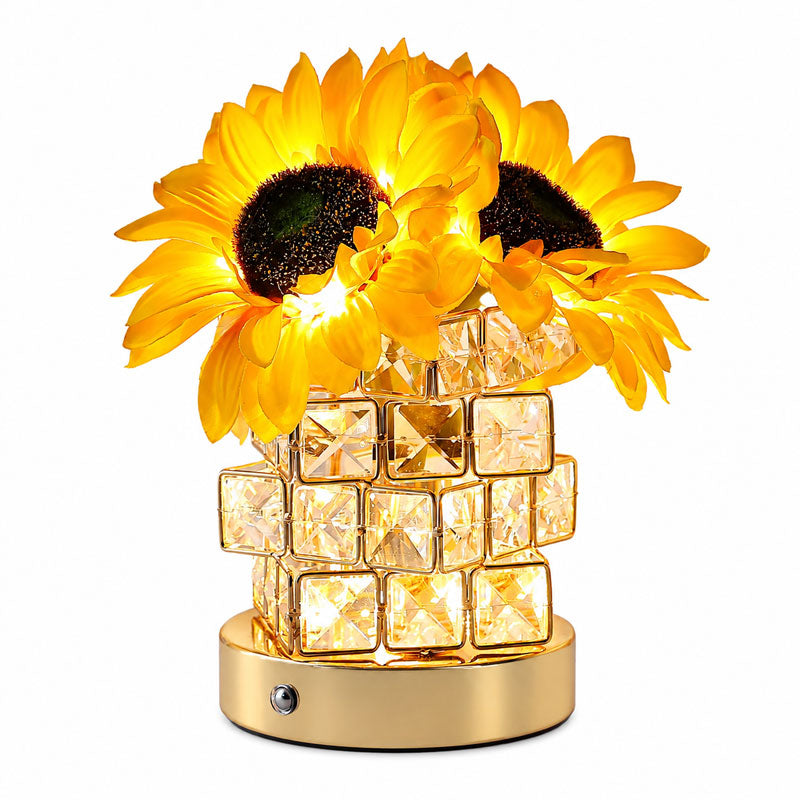 IWASHI Sunflower Flower Lamp, Cordless Rechargeable Lighting with 3-Color Touch Dimming