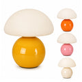 IWASHI Mushroom Lamp Table Lamp for Bedroom-Small Desk Table Lamps, Mid Century Modern Table Lamps for Living Room Bedroom Decor,Cute Ceramic Lamps for Mushroom Home Room Decor,Glass Shade