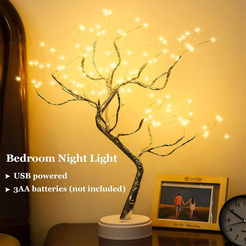 IWASHI 20" LED Bonsai Tree Light, USB & Battery Powered Table Lighting for Home Décor