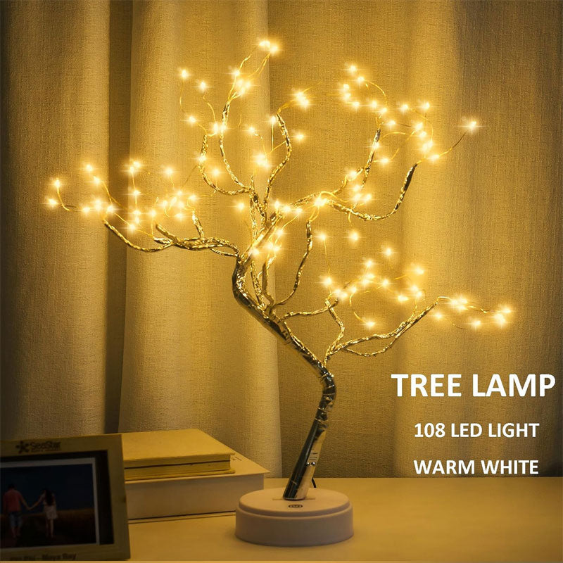 IWASHI 20" LED Bonsai Tree Light, USB & Battery Powered Table Lighting for Home Décor