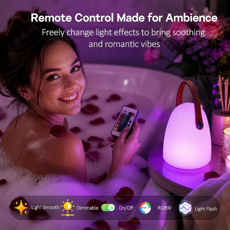 IWASHI 16-Color Rechargeable Shower Lamp, Mood Lighting with Remote, Touch & Dimming
