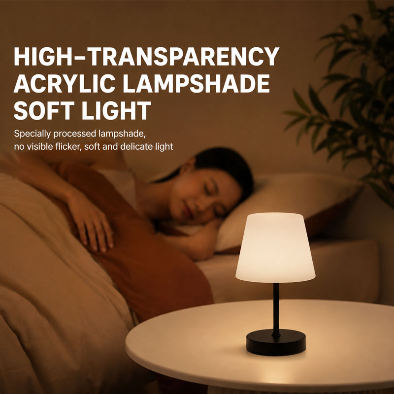 IWASHI  Rechargeable Outdoor Lamp, Touch Dimmable LED Light,3600mAh battery, 3000K warm light with PE shade, portable lamp for bedroom, dining, camping and patio