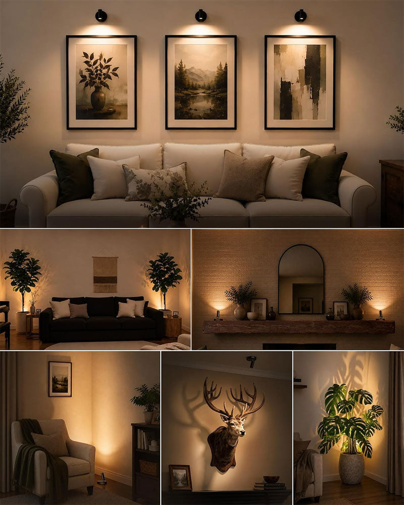 IWASHI Adjustable Indoor Spotlight, Dual Head Wall Uplight for Pictures, Artwork & Ambient Lighting