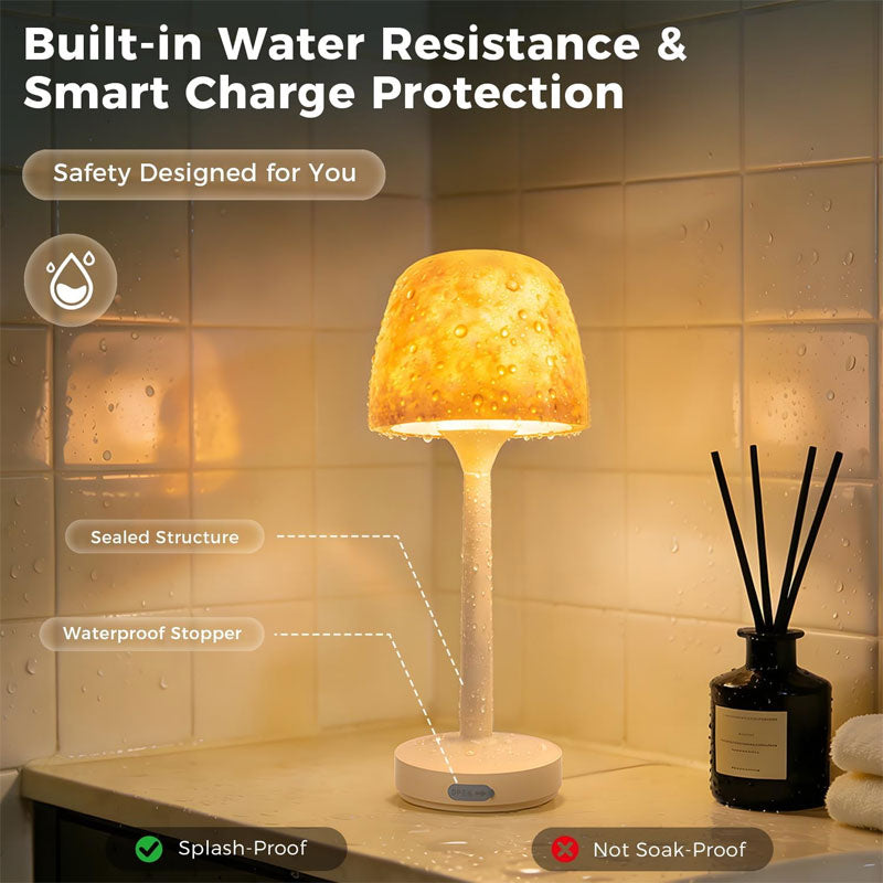 IWASHI Waterproof Shower Lamp Rechargeable LED Ocean Projector Outdoor Table Lamps 16 Color Ocean Wave Projection, Remote & Touch Control, USB-C Rechargeable, Bathroom Bedroom Spa Outdoor Table Lamps