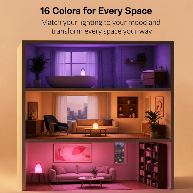IWASHI 16-Color Rechargeable Shower Lamp, Mood Lighting with Remote, Touch & Dimming