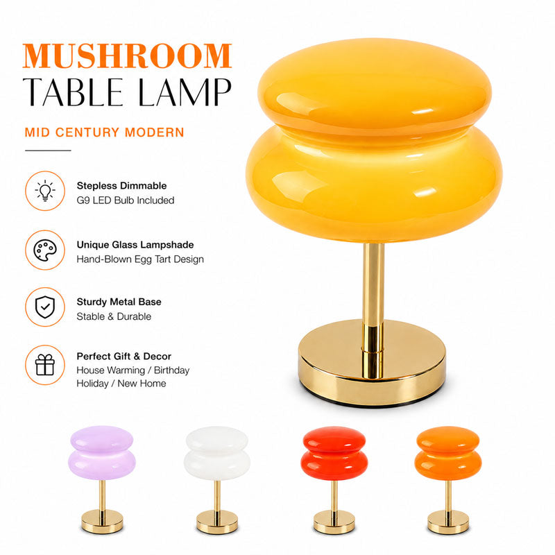 IWASHI Mushroom Lamp Table Lamp, Mid Century Modern Table Lamps,Cool Desk Lamps for Bedroom,Vintage Dimmable Bedside Small Cute Lamps, House Warming Gifts New Home Decor