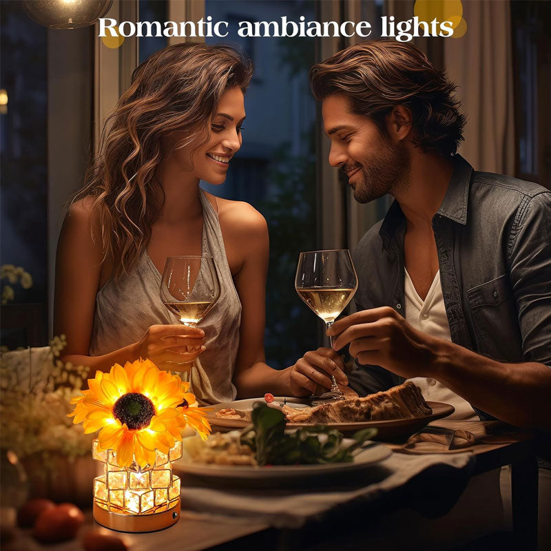 IWASHI Sunflower Flower Lamp, Cordless Rechargeable Lighting with 3-Color Touch Dimming