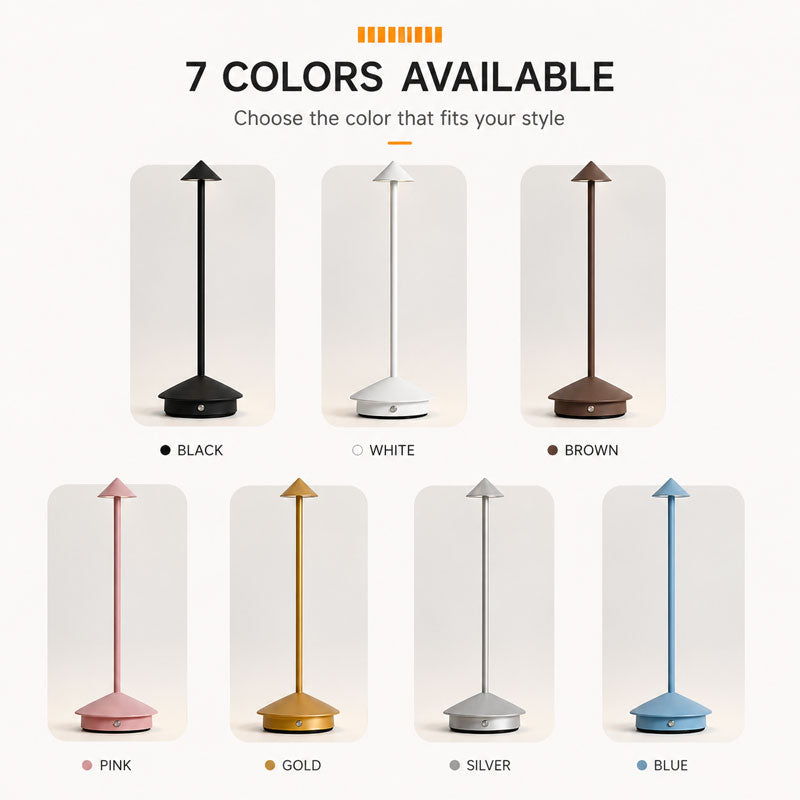 IWASHI Modern Cordless Table Lamp Set of 2, Black Portable LED Desk Lamps , Rechargeable, Battery Operated Lighting for Bedroom, Dining Room, Restaurant, Coffee Shop, Camping, Night Light