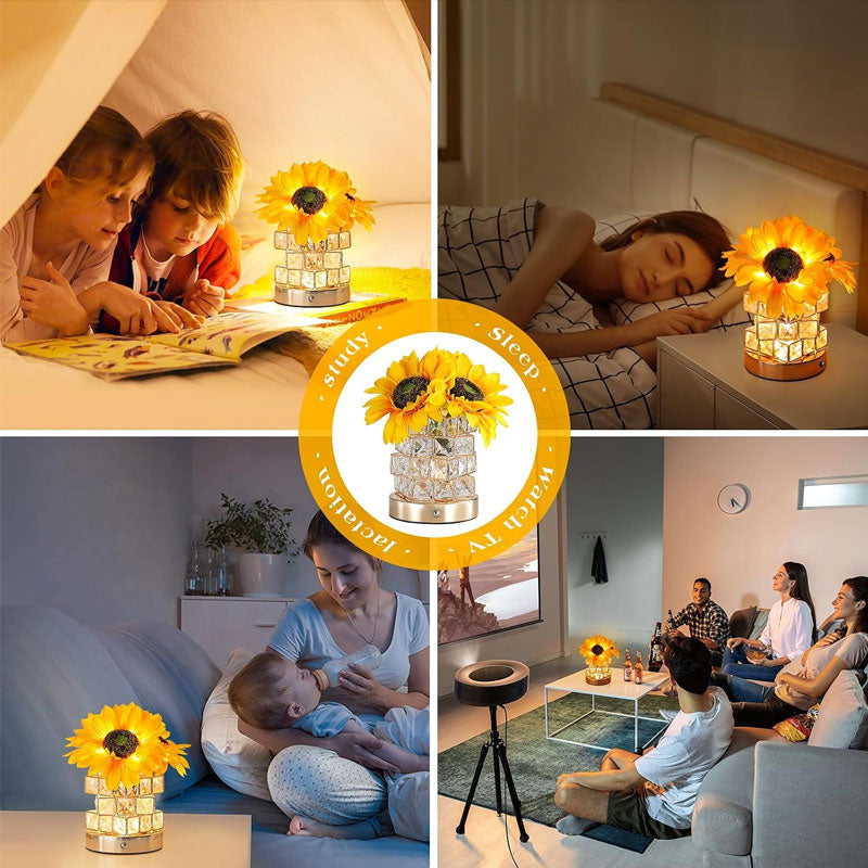 IWASHI Sunflower Flower Lamp, Cordless Rechargeable Lighting with 3-Color Touch Dimming