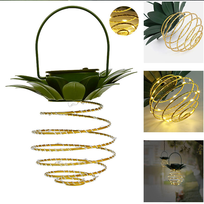 IWASHI 2 Pack Solar Hanging Lanterns, 60 LED Pineapple Lights for Outdoor Garden & Patio Lighting
