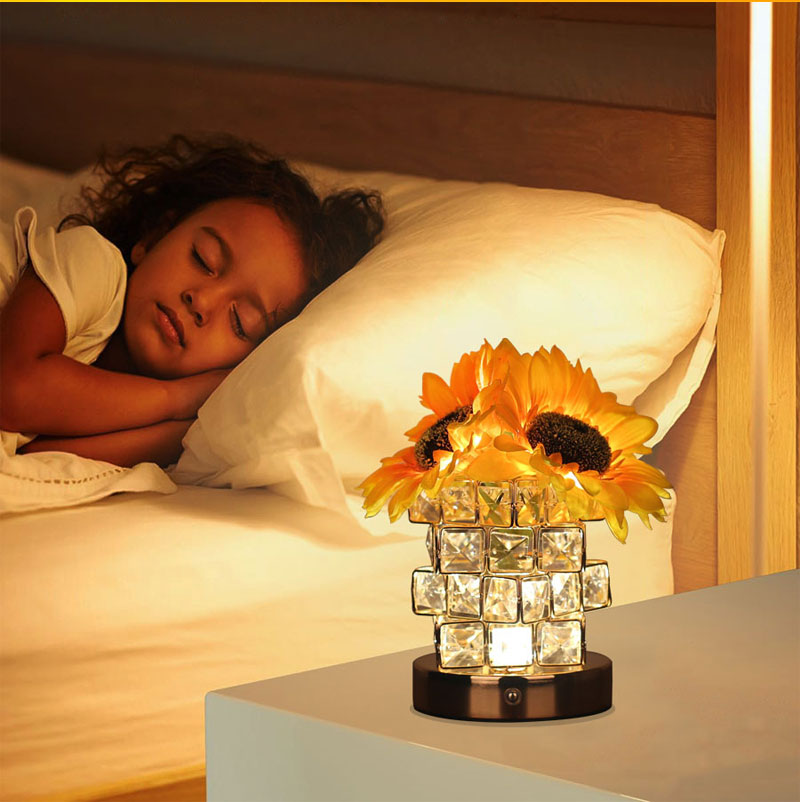 IWASHI Sunflower Flower Lamp, Cordless Rechargeable Lighting with 3-Color Touch Dimming