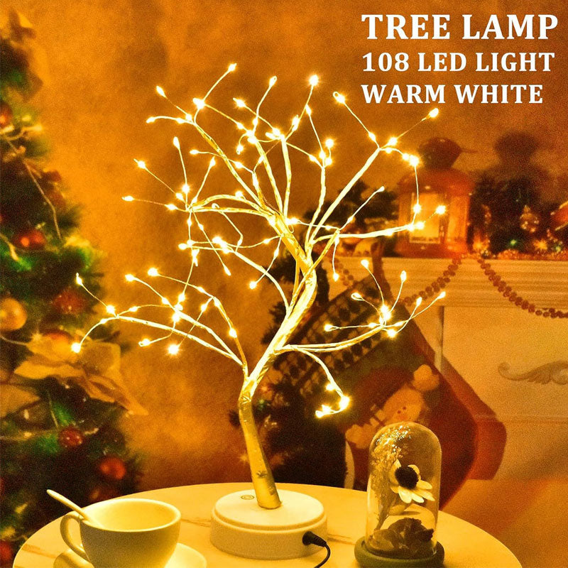 IWASHI 20" LED Bonsai Tree Light, USB & Battery Powered Table Lighting for Home Décor