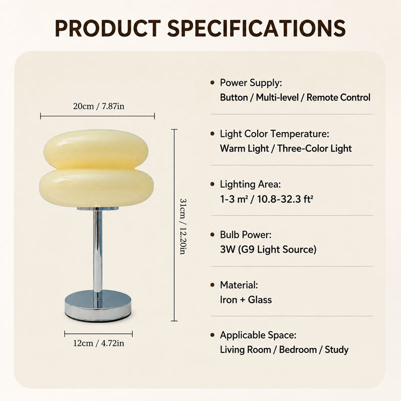 IWASHI Mid-Century Mushroom Table Lamp, Vintage Dimmable Lighting for Bedroom