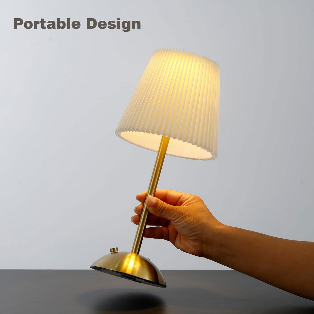 IWASHI Rechargeable Cordless Table Lamp, 3-Color Dimmable Touch Light, Beige Shade Battery Operated Portable, Vintage Ambient Light, for Dining Table, Bedroom, Kitchen, Bar, Bathroom, Entryway,Ideal Home Gift