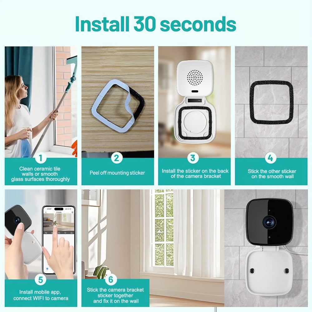 Window Camera – 2.4GHz WiFi Home Security Camera with 1080p HD Night Vision Motion Detection Alert Two-Way Audio Pet Monitor  Indoor/Outdoor Window Mount White