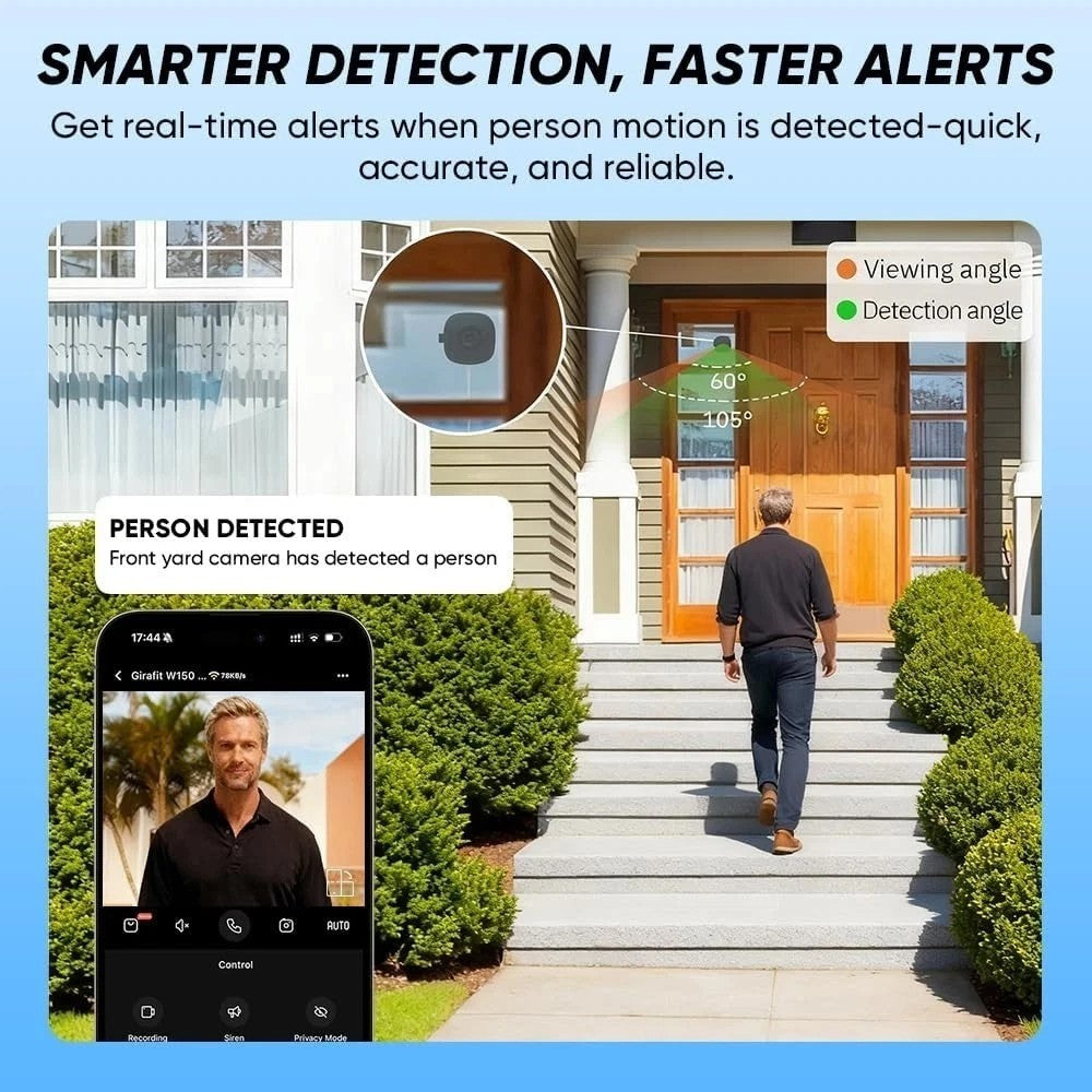 Window Camera – 2.4GHz WiFi Home Security Camera with 1080p HD Night Vision Motion Detection Alert Two-Way Audio Pet Monitor  Indoor/Outdoor Window Mount White