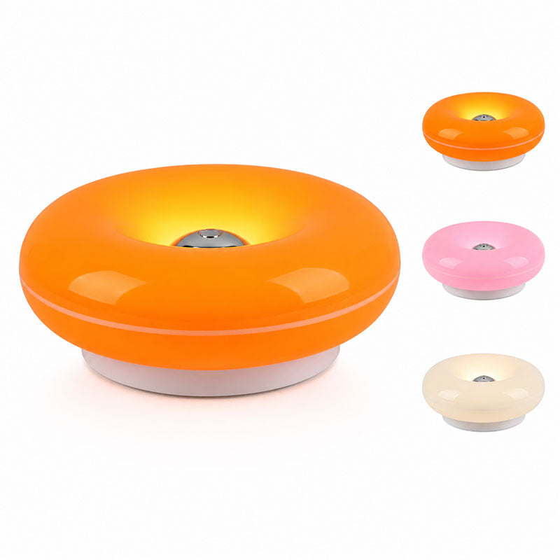 IWASHI Donut Lamp, Cordless Rechargeable Table & Wall Lighting with Touch Dimming and Warm Orange Glow