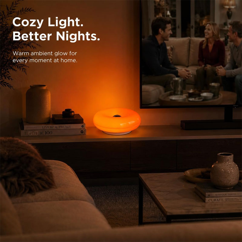 IWASHI Donut Lamp, Cordless Rechargeable Table & Wall Lighting with Touch Dimming and Warm Orange Glow