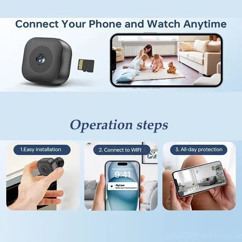 IWASHI Mini 4K WiFi Security Camera with Night Vision & Two-Way Audio