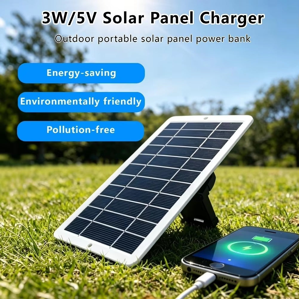 IWASHI 3W USB Solar Panel 5V Portable Charger for Camping & Hiking