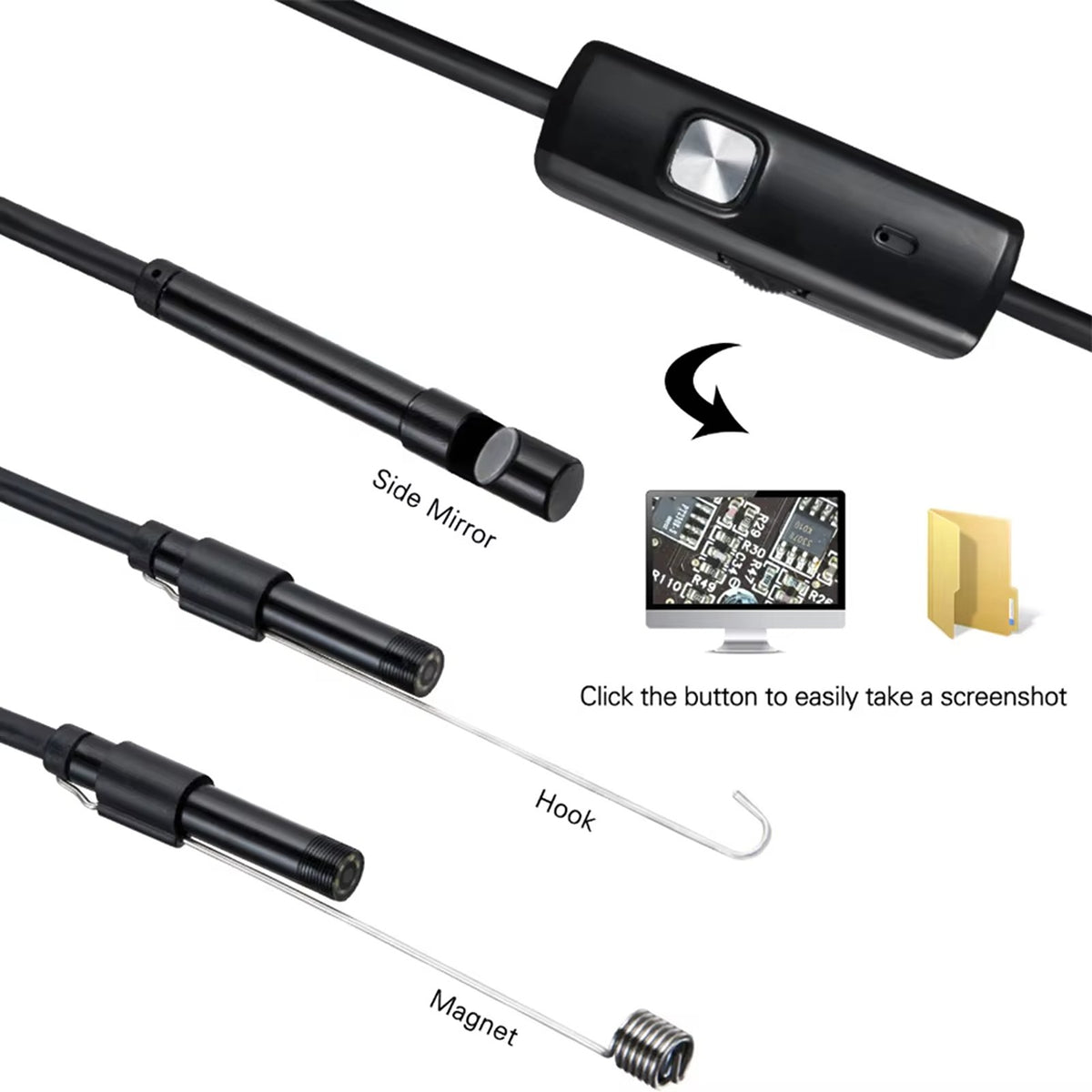 IWASHI 7.0mm Type-C Mini Endoscope Camera 480P HD Inspection Borescope with 6 LED Lights & IP67 Waterproof