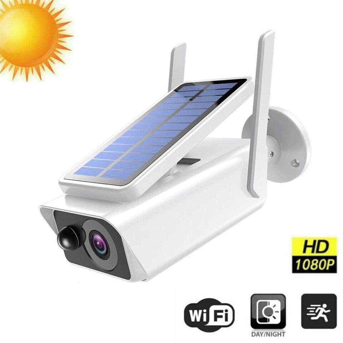 IWASHI Outdoor 1080P HD Solar Security Camera, Wireless WiFi IP Camera with Night Vision, PIR Motion Detection, Two-Way Audio, IP66 Waterproof, Rechargeable Battery Powered, Smart Home Compatible (Icssee App)