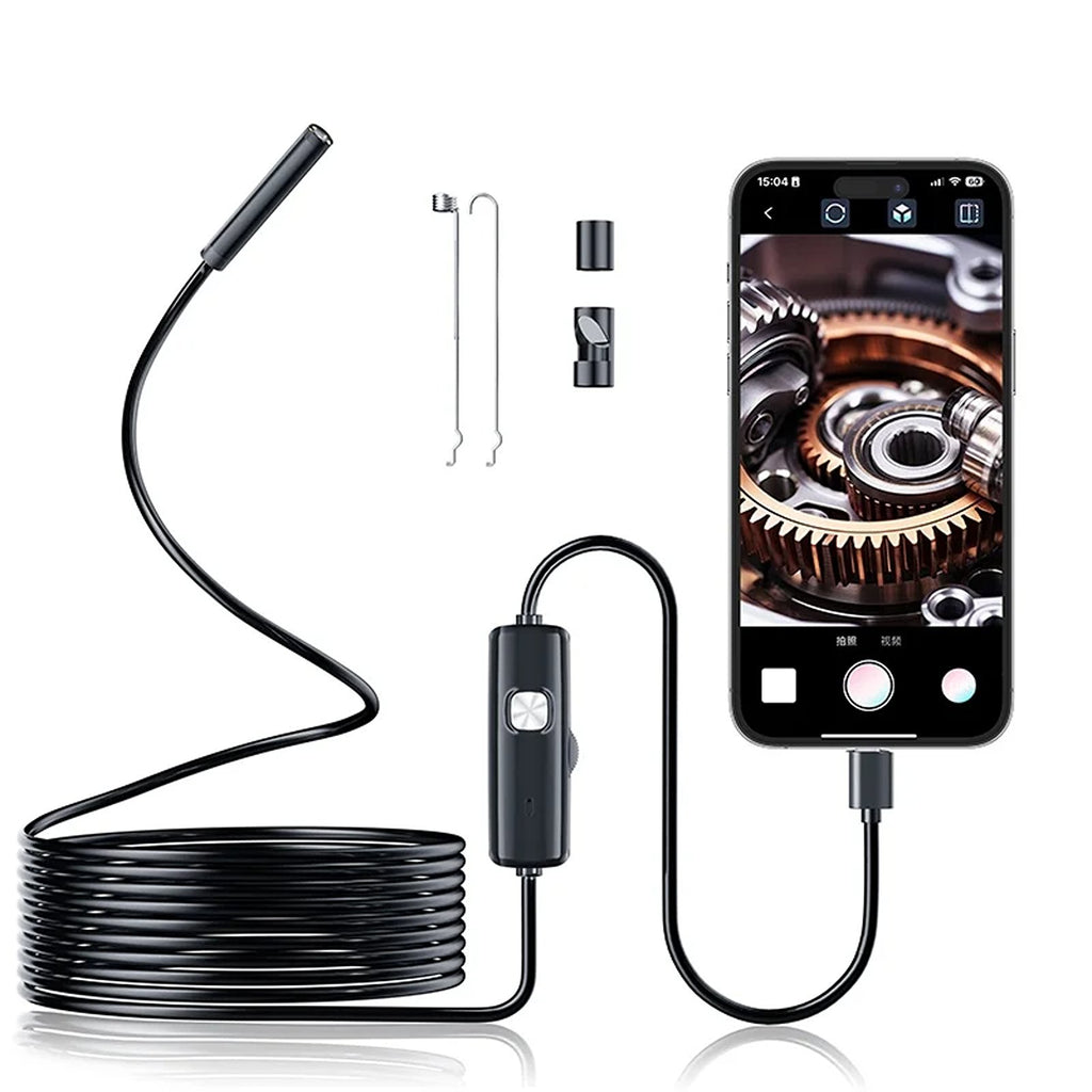 IWASHI 7.0mm Type-C Mini Endoscope Camera 480P HD Inspection Borescope with 6 LED Lights & IP67 Waterproof