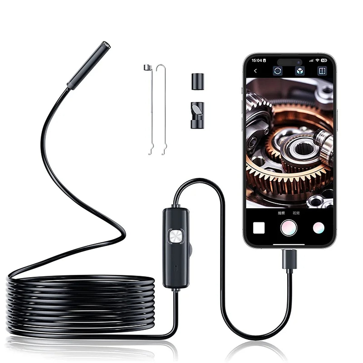 IWASHI 7.0mm Type-C Mini Endoscope Camera 480P HD Inspection Borescope with 6 LED Lights & IP67 Waterproof