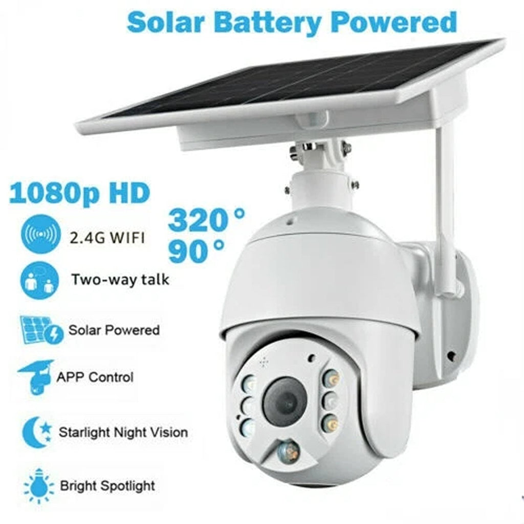 IWASHI Home Security Camera Outdoor Solar Battery Powered Wireless Pan Tilt Spotlight – 1080P HD, 320° PTZ, PIR+Radar Detection, Two-Way Talk, IP66 Waterproof
