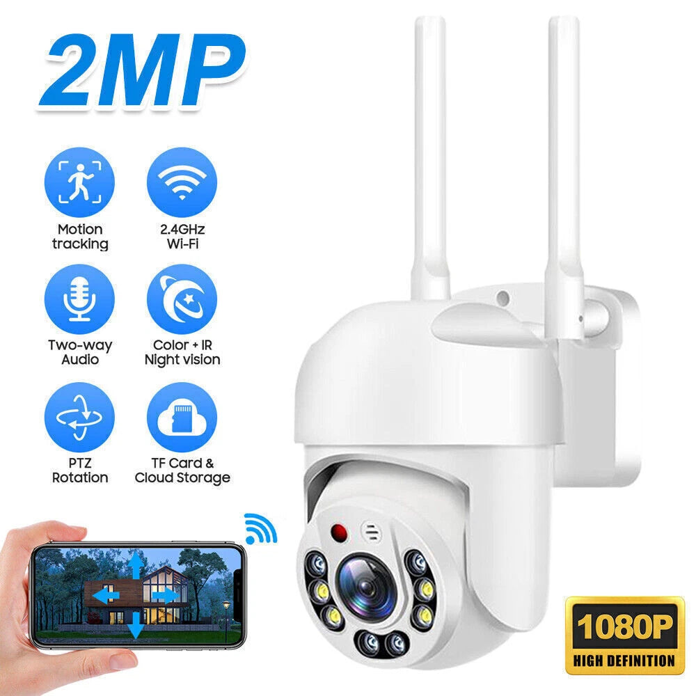 IWASHI 1080P WiFi IP Camera Outdoor – PTZ Wireless Security Camera with AI Motion Tracking, Two-Way Audio, Color Night Vision, IP66 Weatherproof, Cloud & TF Card Storage, Works with Alexa