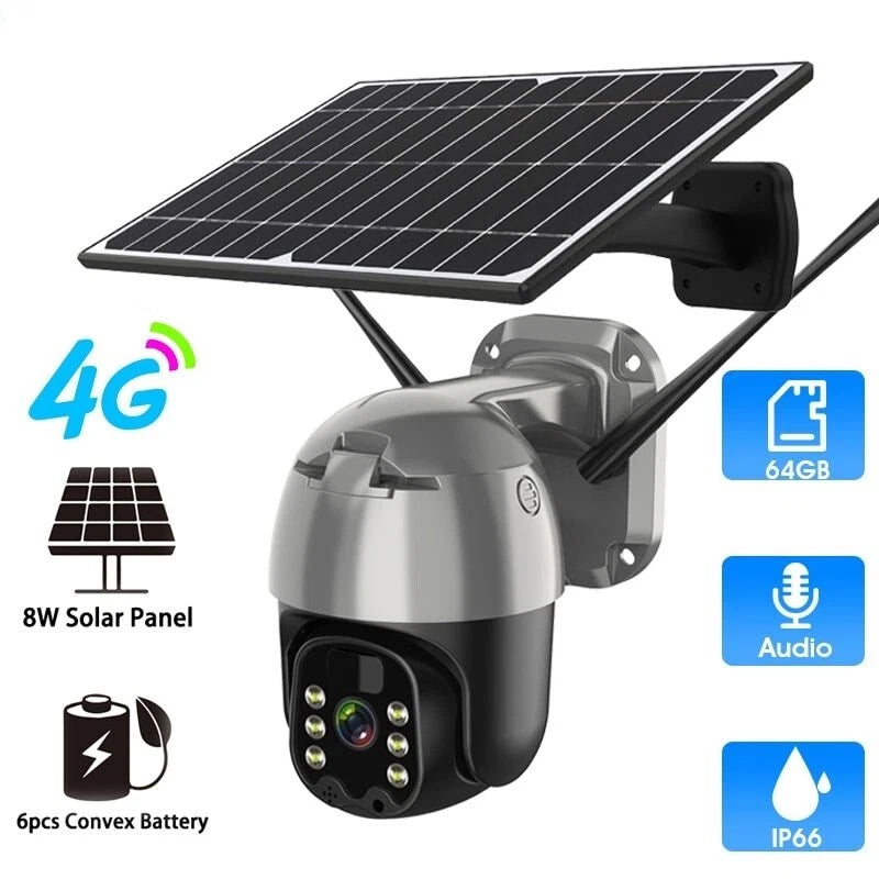 IWASHI 4G Solar Security Camera, 1080P Full HD Color Night Vision, 8W Solar Panel & 180-Day Standby, Pan-Tilt 355° & 90°, IP66 Waterproof, 2-Way Audio, PIR Motion Detection, No WiFi Needed