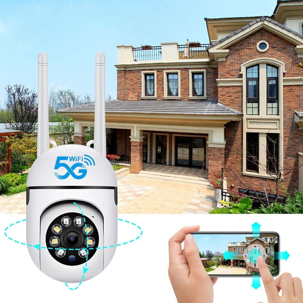 IWASHI 1080P HD 5G WiFi PTZ Camera Outdoor Wireless, Dual-Band 2.4G/5G Security Camera with Auto Human Tracking, Two-Way Audio, Night Vision, Motion Detection Alert, APP Remote Control, IP66 Weatherproof, TF Card Storage, Works with YIIOT