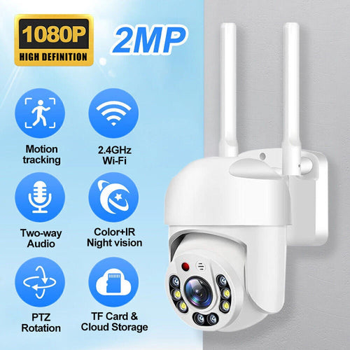 IWASHI 1080P WiFi IP Camera Outdoor – PTZ Wireless Security Camera with AI Motion Tracking, Two-Way Audio, Color Night Vision, IP66 Weatherproof, Cloud & TF Card Storage, Works with Alexa