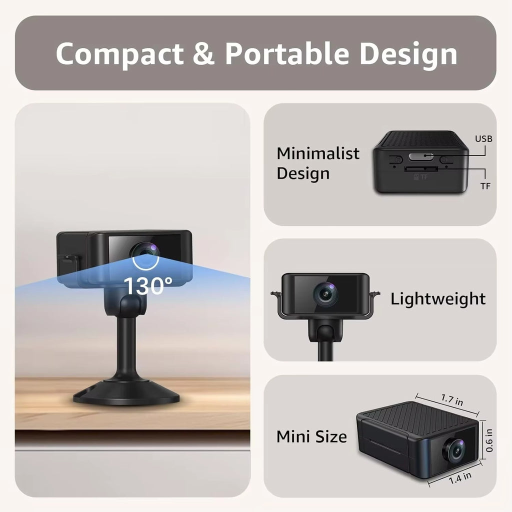 IWASHI 1080P Mini Indoor Security Camera with WiFi, Night Vision & Motion Detection