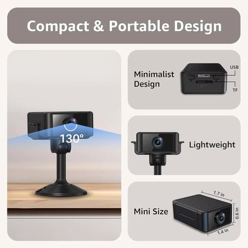 IWASHI 1080P Mini Indoor Security Camera with WiFi, Night Vision & Motion Detection