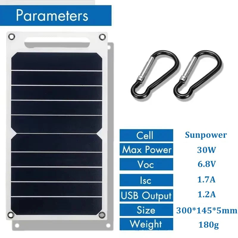 IWASHI 30W Portable Solar Panel with USB, Waterproof Charger for Camping