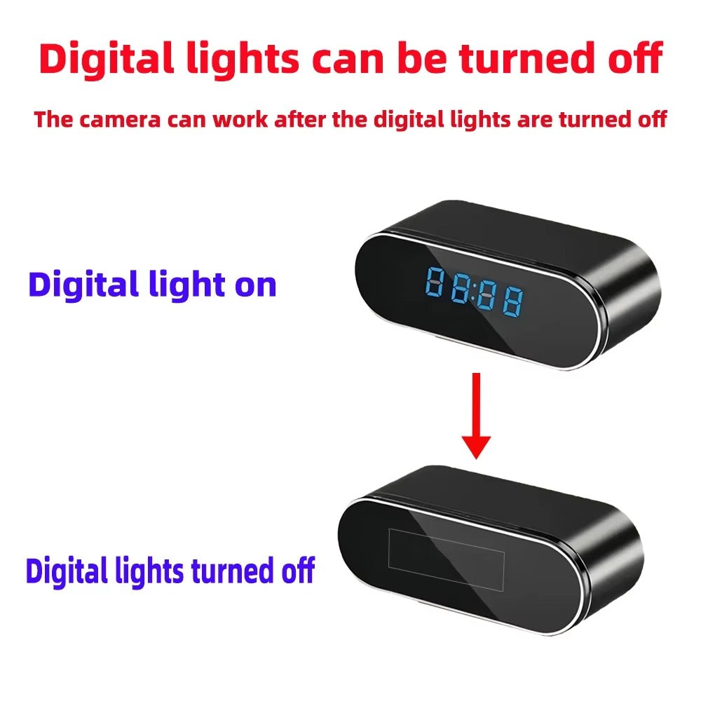 IWASHI Mini Alarm Clock WiFi Camera with Remote Viewing, Motion Detection & Light Control