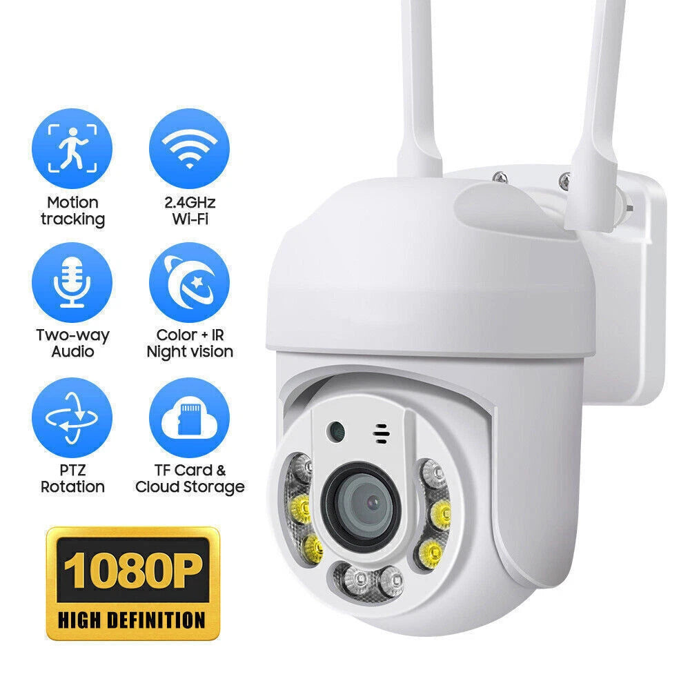 IWASHI 1080P WiFi IP Camera Outdoor – PTZ Wireless Security Camera with AI Motion Tracking, Two-Way Audio, Color Night Vision, IP66 Weatherproof, Cloud & TF Card Storage, Works with Alexa