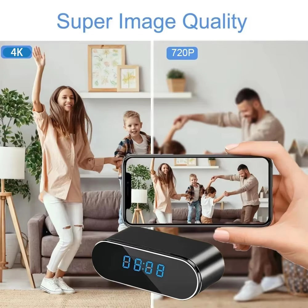 IWASHI Mini Alarm Clock WiFi Camera with Remote Viewing, Motion Detection & Light Control