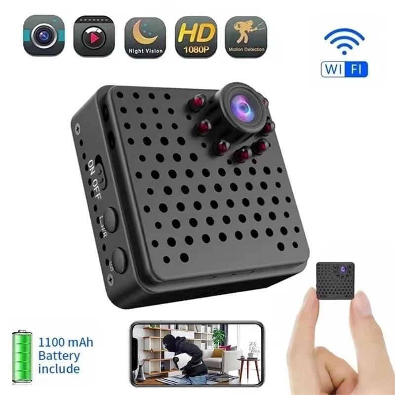 IWASHI Mini 1080P WiFi Security Camera, Smart Portable Indoor Cam with Night Vision, Motion Detection, 1100mAh Battery, TF Card Recording, Multi-User Live View, Compatible with Android & iOS