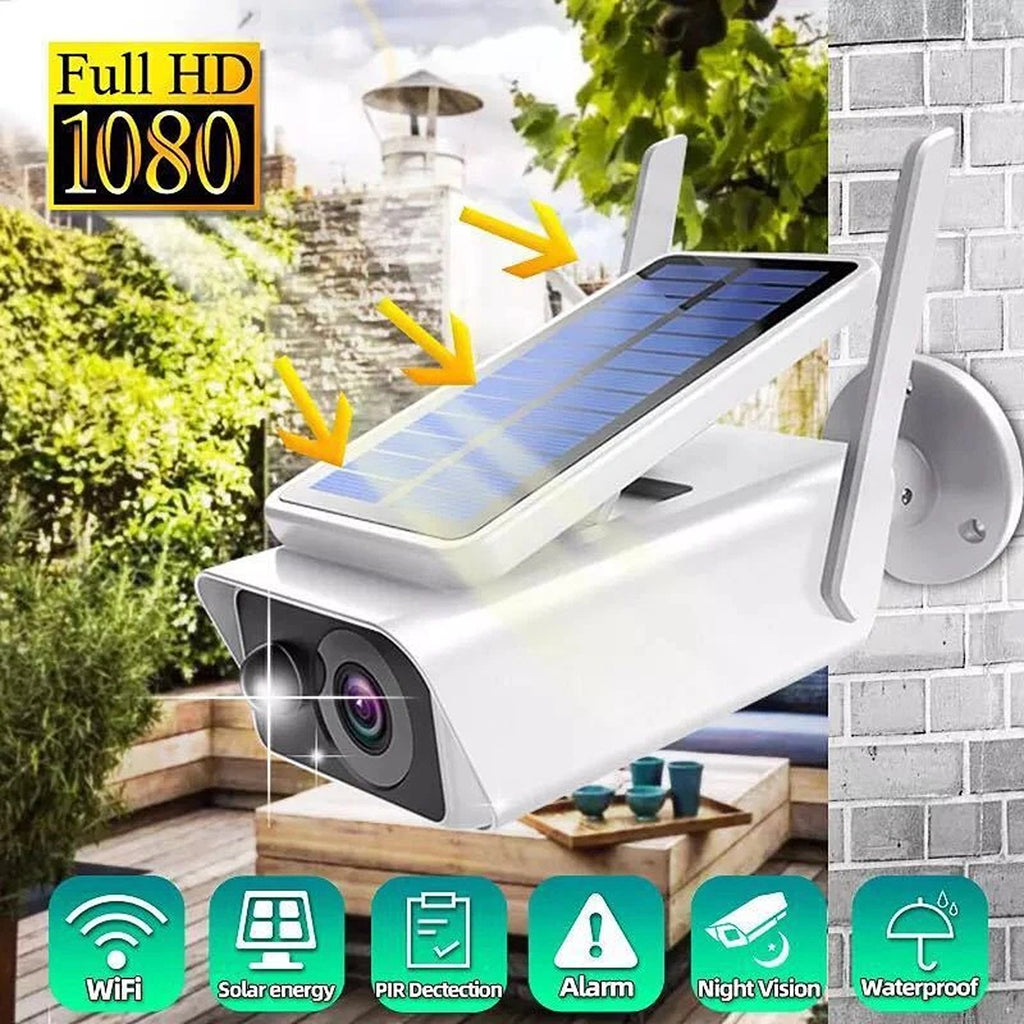 IWASHI Outdoor 1080P HD Solar Security Camera, Wireless WiFi IP Camera with Night Vision, PIR Motion Detection, Two-Way Audio, IP66 Waterproof, Rechargeable Battery Powered, Smart Home Compatible (Icssee App)