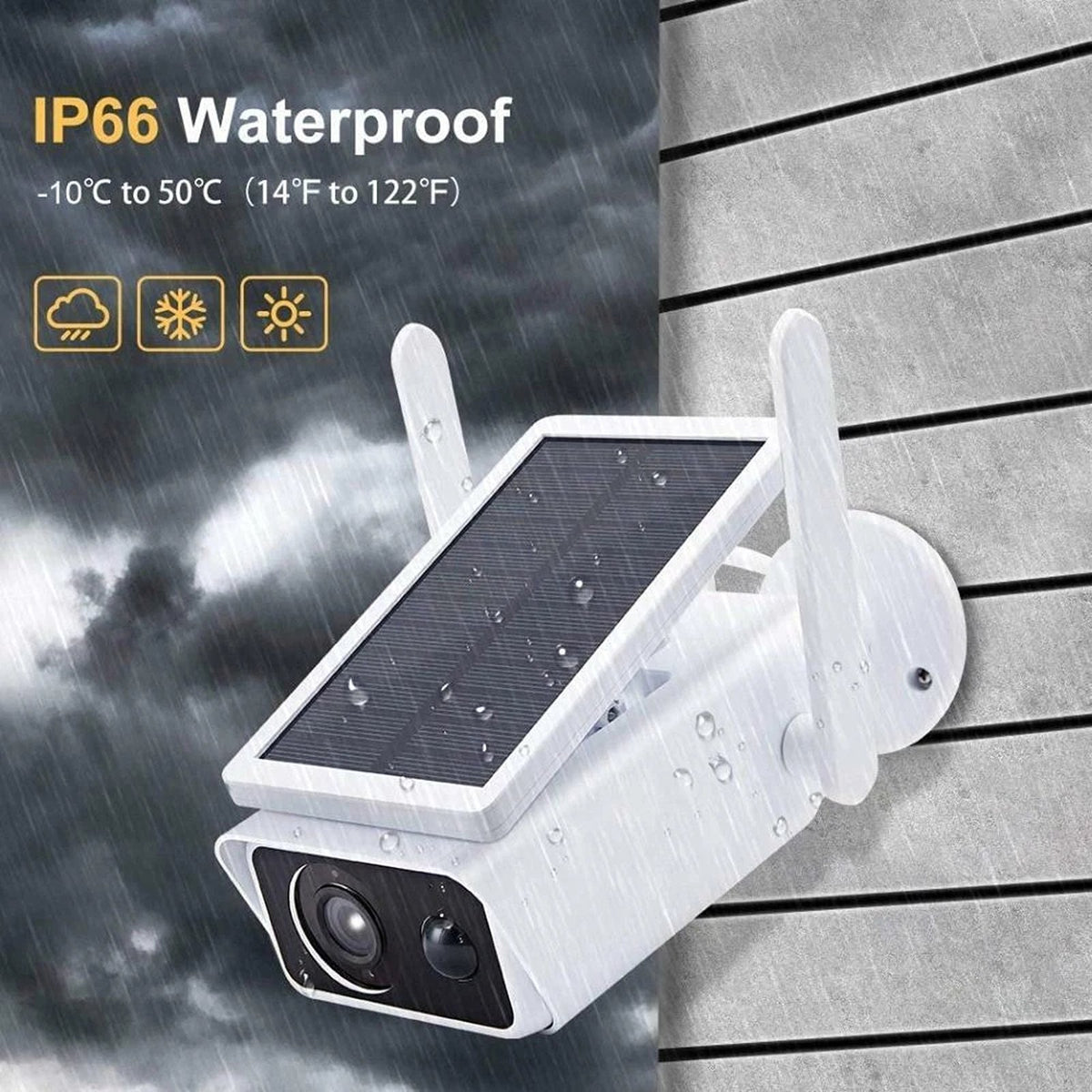IWASHI Outdoor 1080P HD Solar Security Camera, Wireless WiFi IP Camera with Night Vision, PIR Motion Detection, Two-Way Audio, IP66 Waterproof, Rechargeable Battery Powered, Smart Home Compatible (Icssee App)