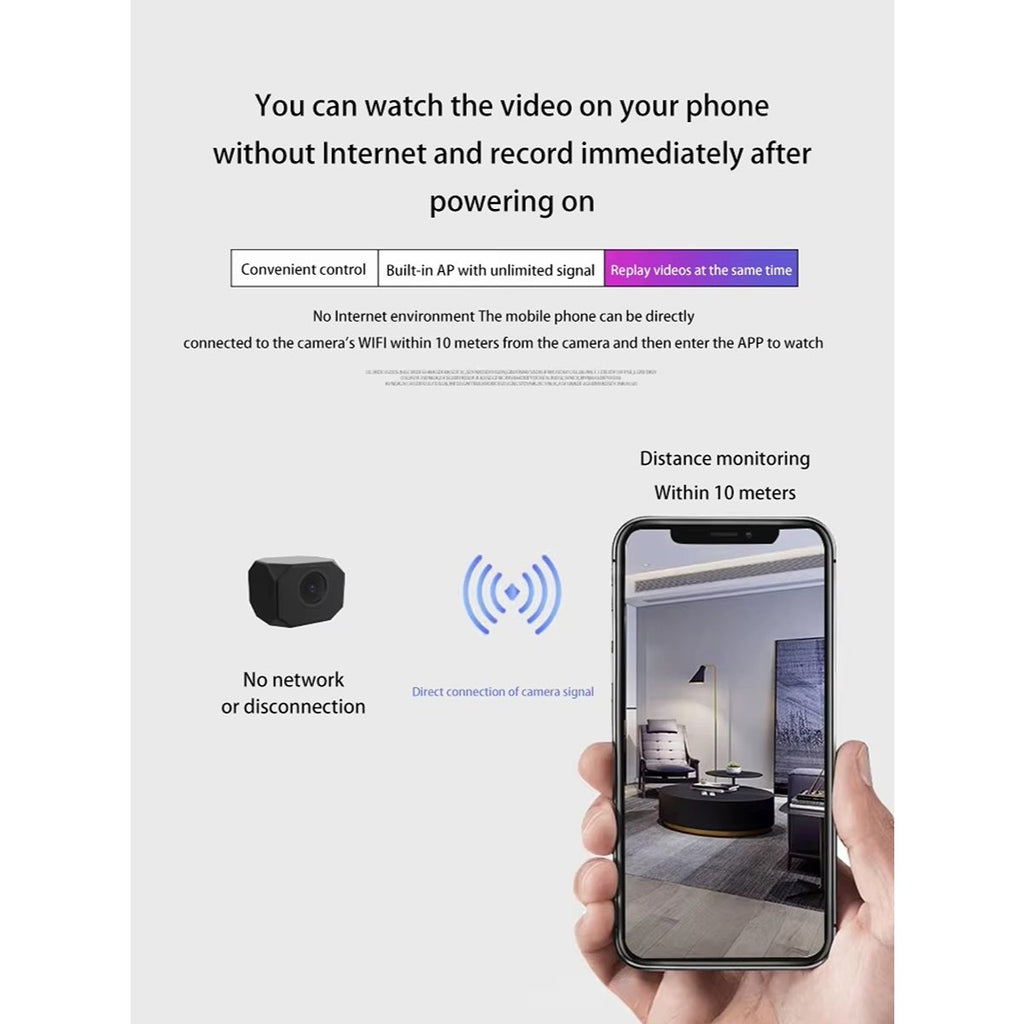 IWASHI Wireless Mini Security Camera 4K HD Night Vision Motion Detection WiFi Smart Home Surveillance Camcorder Monitor