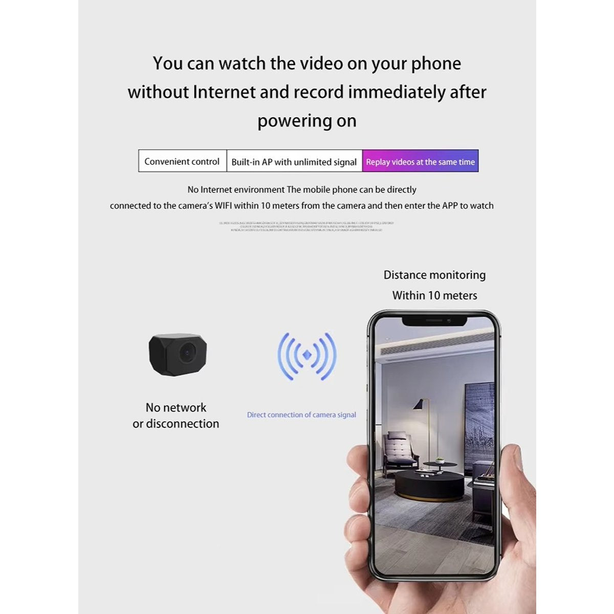 IWASHI Wireless Mini Security Camera 4K HD Night Vision Motion Detection WiFi Smart Home Surveillance Camcorder Monitor