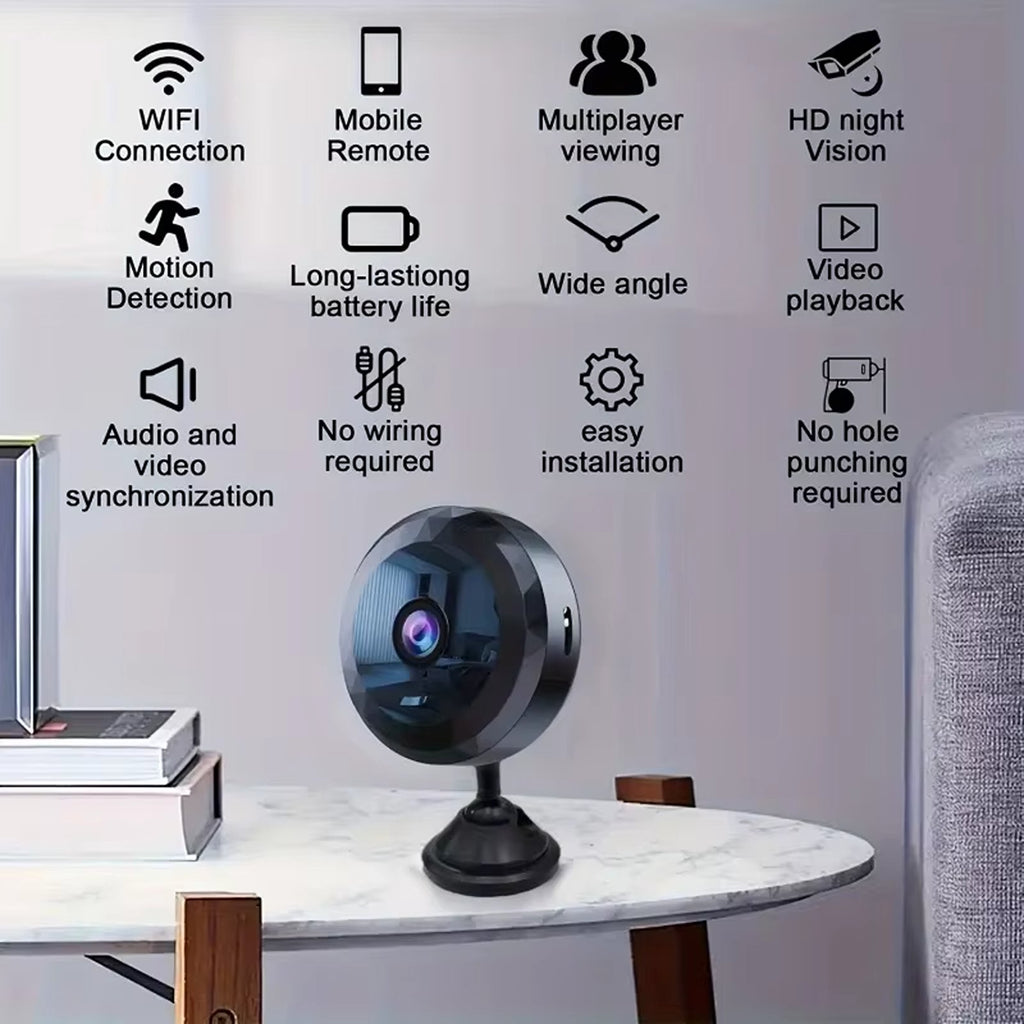 IWASHI 4K Mini WiFi Camera 1080P HD Wireless Security Camera with Night Vision, Gyro Stabilization & 8GB Memory