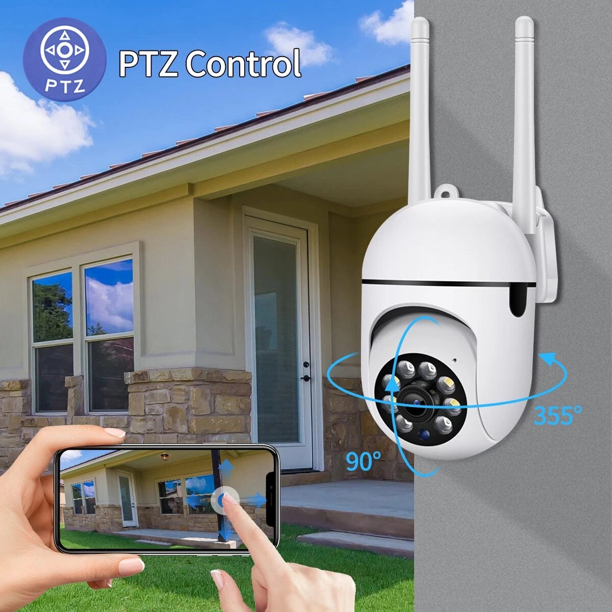 IWASHI 1080P HD 5G WiFi PTZ Camera Outdoor Wireless, Dual-Band 2.4G/5G Security Camera with Auto Human Tracking, Two-Way Audio, Night Vision, Motion Detection Alert, APP Remote Control, IP66 Weatherproof, TF Card Storage, Works with YIIOT